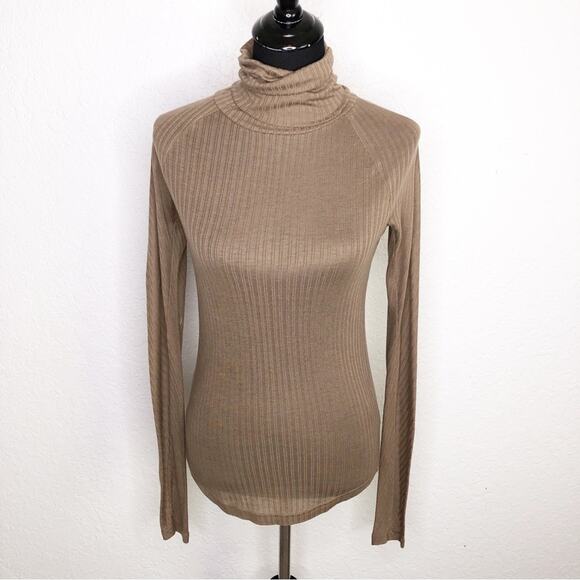 Marc by Marc Jacobs brown ribbed knit silk blend turtleneck top size Small - Picture 1 of 13